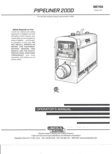 Lincoln Electric (PIPELINNER 2000 Welder Operators  Manual) Bound Copy