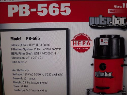 Pulse-bac  model pb 1050/565 tankvac hepa certified - cdclarue for sale