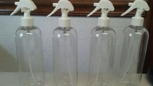 Lot (4) clear 16 oz plastic cosmo round misting bottles