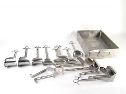 Lot 15 Weck Sklar Lawton Stainless Retractor Kit Surgical OR+Autoclave Tray