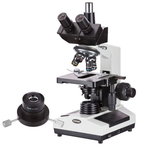 Amscope t390b-dk darkfield trinocular biological compound microscope 40x-2000x for sale