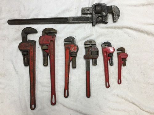 Vintage pipe wrench lot 24 18 14 10 and 8 inch for sale