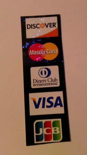 Double Sided Credit Card Decal MASTERCARD VISA DISCOVER Diners glass window Door
