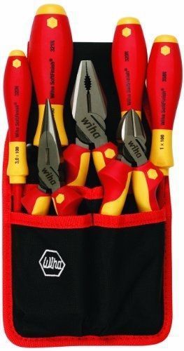 Wiha #32985 Insulated Industrial Pliers/Drivers Set, Belt Pack Pouch, 7 Pc. Set