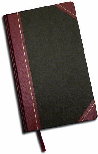 Adams Record Ledger, 8.63 x 14.13 Inches, Black Covers with Maroon Spine, 300