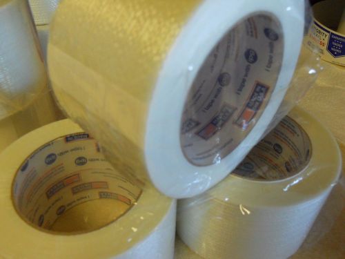 3 rolls 3&#034; x 60 yds fiberglass reinforced filament strapping, packing tape clear for sale