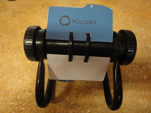 Vintage Rolodex Black Metal  Open Rotary File With Cards and Dividers~ Office