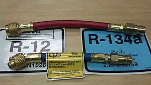 R12 to r134a flex hose adapter set use w/r134a gauges, both hoses 1/4&#034; fmf for sale