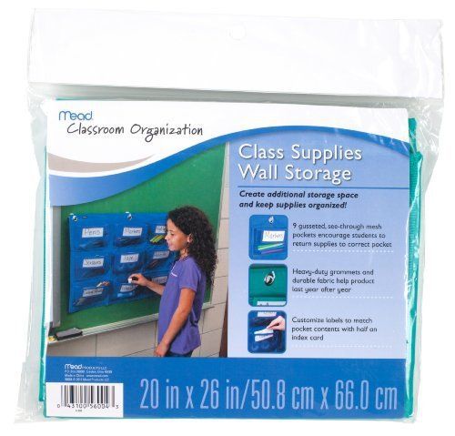 Mead Class Supplies Wall Storage, Teal (72346)