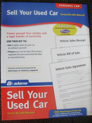 Adams Sell Your Used Car Kit with Manual / Adams Personal Law
