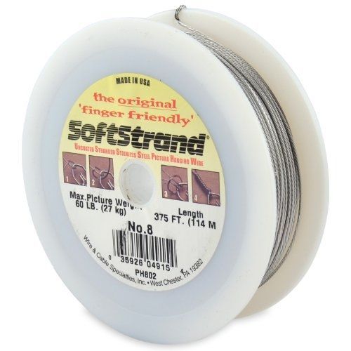 Wire &amp; Cable Specialties Softstrand Size 8 - 375-Feet Picture Wire Uncoated,