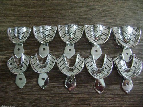 10 Pieces(5 Pairs) Dental Impression Trays Dentulous Perforated .
