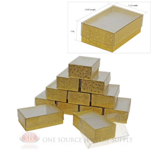12 gold view top cotton filled gift boxes 2 5/8&#034; x 1 1/2&#034; charm jewelry for sale