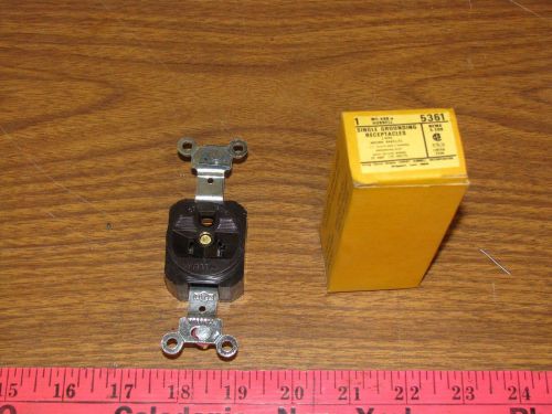 Hbl5361 hubbell receptacle 20a 125v 5-20r nos brown bakelite for sale