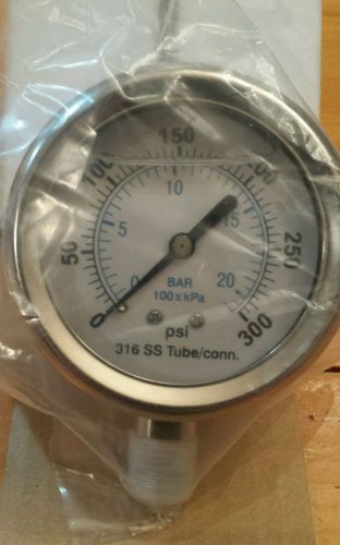 Pressure gauge liquid fill sec-301lfw-254h 0-300 psi dial 2 1/2&#034; connection 1/4&#034; for sale