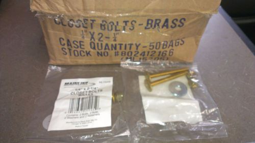 Mainline Brass Closet Bolts Individual Bags: 2 Toilet Bolts Washers Nuts Qty 50
