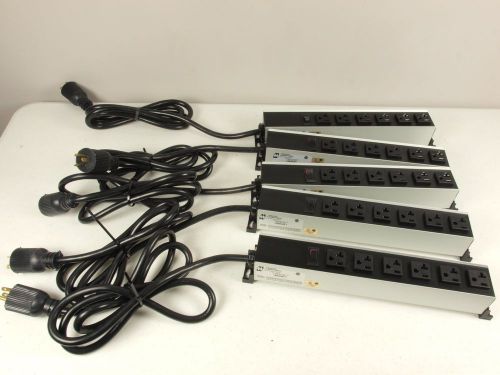 (5) HAMMOND 1589H6F1 Relocatable Power Tap 20 AMP 6 Outlet Strip RACK MOUNTABLE