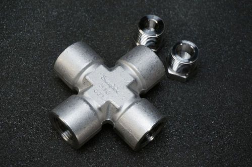Swagelok 316 gzl 4-way female npt w/ ss-12-rb-4 &amp; ss-12-rb-6 fittings for sale