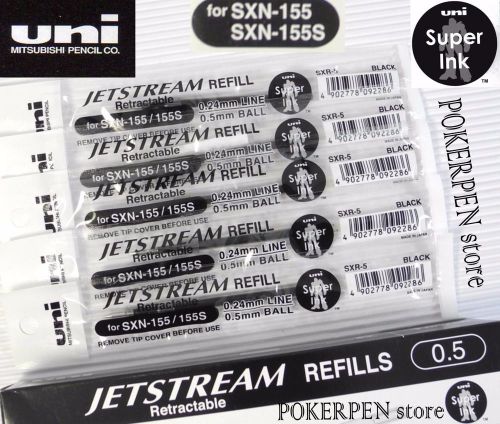 5 Uni-Ball Jetstream SXR-5 refill for SXN-155 SXN-155S roller ball pen BLACK