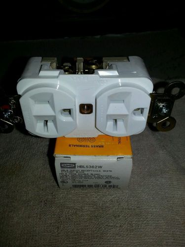 Hubbell hbl5362w spec grade duplex receptacle white 20 amp nema 5-20r nib for sale