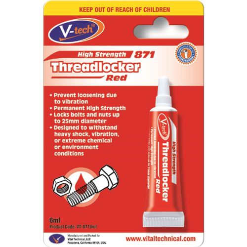 Quality vtech v-tech medium strength threadlocker red anaerobic adhesive 6ml for sale