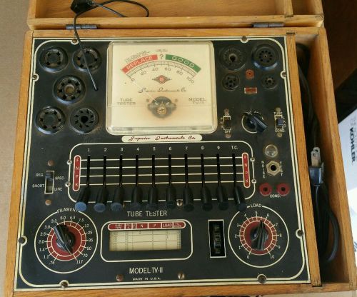 Superior Instruments Co - TV-11 made USA tube tester wood box meter Vintage test