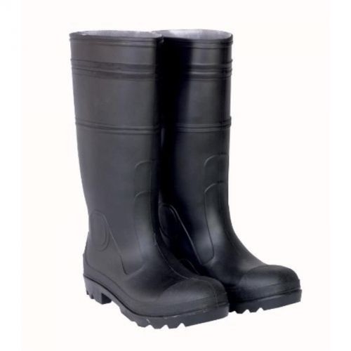 Over the sock black pvc rain boot with steel toe, size 10 clc rain boots r24010 for sale