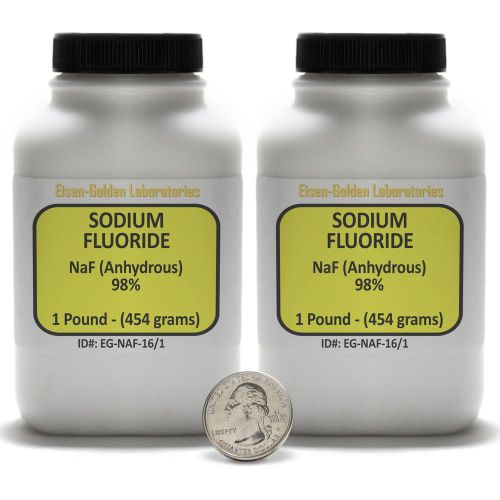 Sodium Fluoride [NaF] 98% Reagent Grade Powder 2 Lb in Two Plastic Bottles USA