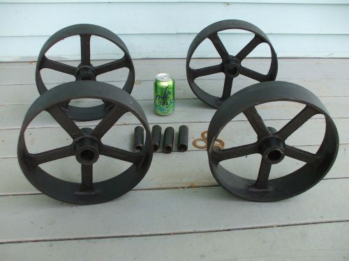 VINTAGE HIT &amp; MISS GAS ENGINE CAST IRON CART 11 INCH WHEELS FIVE SPOKE