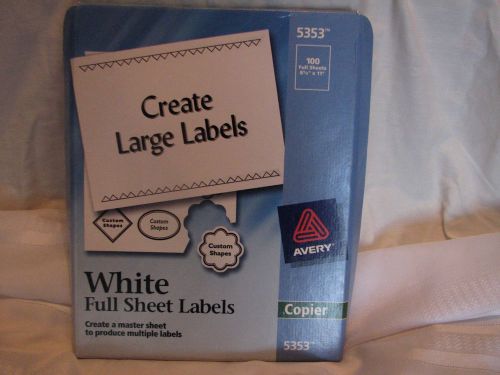 Avery 5353 Copier Labels, Full Sheet Label, 8-1/2&#034;x11&#034;, 100 Labels/BX, White