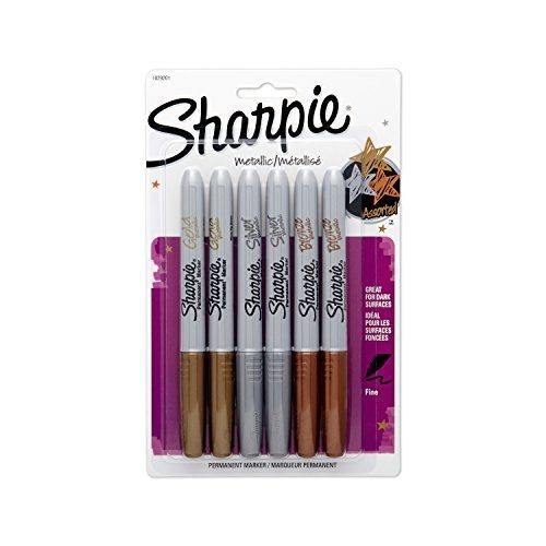 Sharpie 1829201 metallic fine point permanent marker, assorted colors, 6-pack for sale