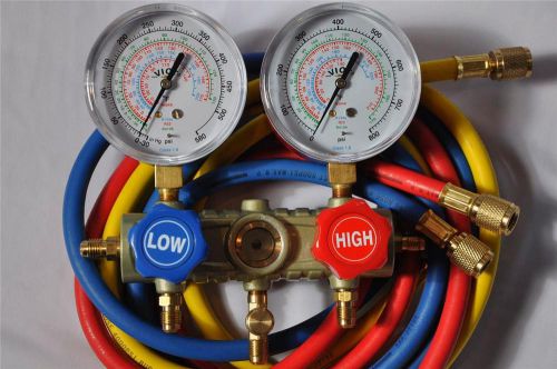 Manifold gauge set+5ft hoses for r410a r22 r404a r134a hvac charge diagnose tool for sale