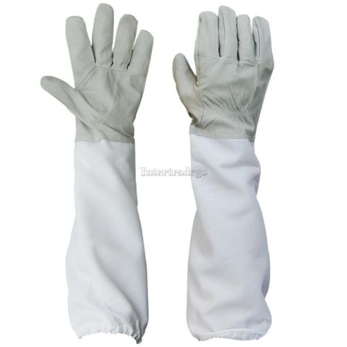 1 Pair Protective Beekeeping Gloves, Goatskin BeeKeeper Vented Long Sleeves