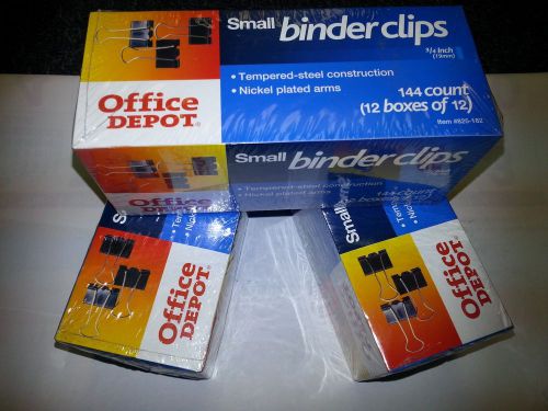 Brand new Office Depot small binder clip lot 3x(144 count ,12 clips x 12 boxes)