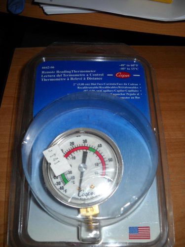 New cooper remote reading thermometer -40 to 60 degree scale 6642 06 in box for sale