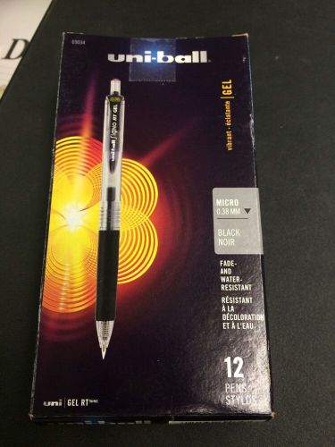 uni-ball Gel RT Retractable Pens Micro Point Black Ink Pack of 12