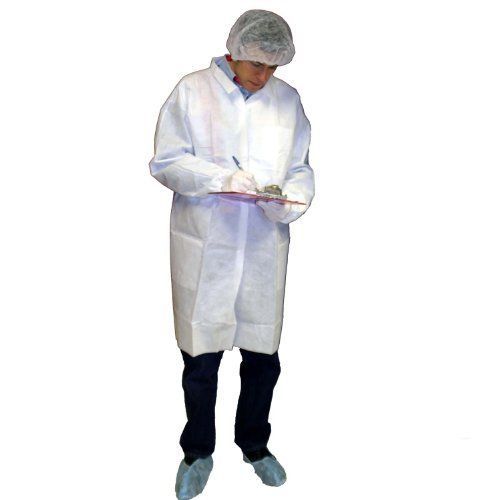 Enviroguard 60 GSM Fabric SMS Lab Coat with Elastic Wrists  Disposable  White  X
