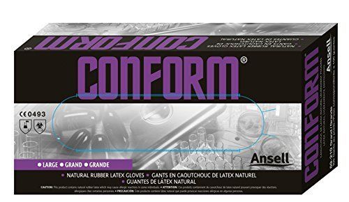 Ansell conform 69-210 latex glove  powdered  disposable  rolled beaded cuff  9&#034; for sale