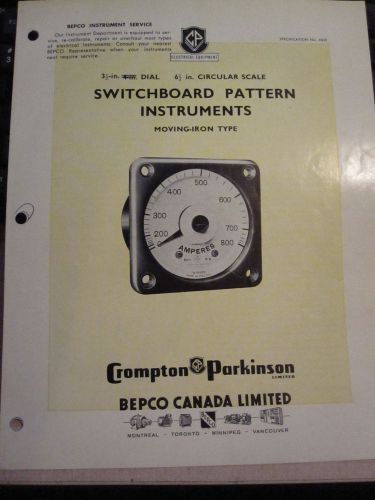 BEPCO Crompton Parkinson Switchboard Pattern Instruments Electrical Insert
