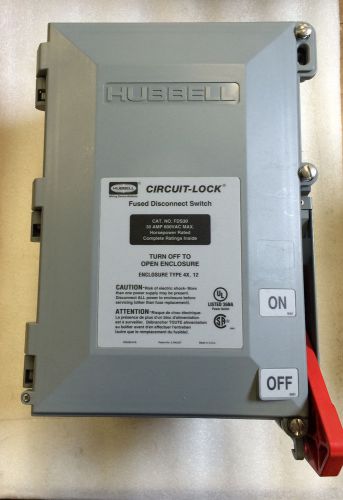 Hubbell FDS30 Fused Disconnect Switch, 3 Pole 30 Amp