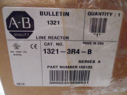 Allen-bradley 1321-3r4-b ser a line load reactor open style 4 amps, 6.5 mh nib for sale