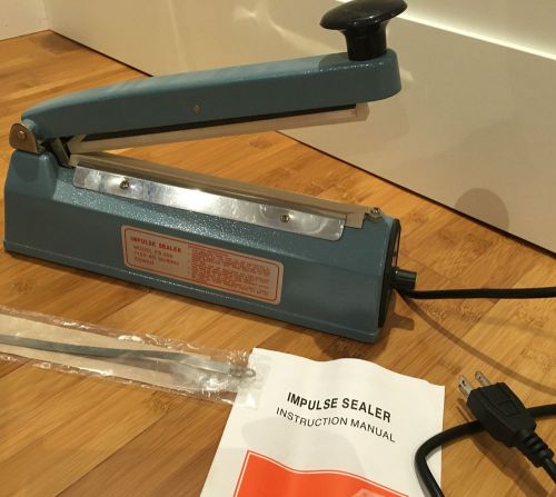 8&#034; impulse flat wire hand heat bag sealer w/ spare wire and manuals fs-200 for sale