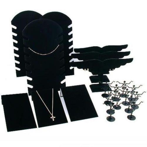 21 Black Velvet Bracelet Necklace Earring Displays