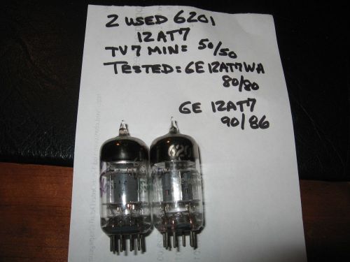 Pair used GE 6201 12AT7WA radio audio  vacuum tubes TV7=NOS