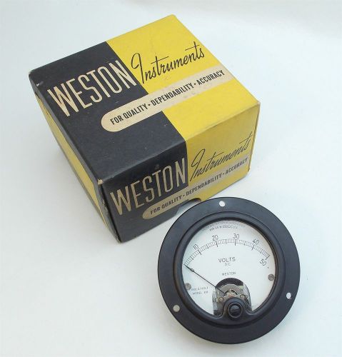 Vintage WESTON Bakelite Analog Panel DC Model 301 Voltmeter 0-50 Volts Meter