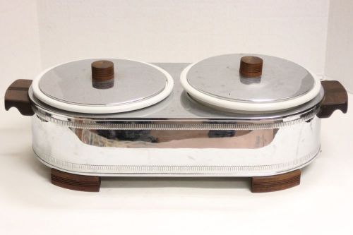 XL Large MANNING BOWMAN Ceramic Dual Electric Hot Water Food Warmer w/ Dividers