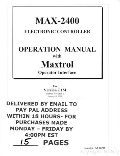 MAX-2400 Operation Manual PDF sent by email