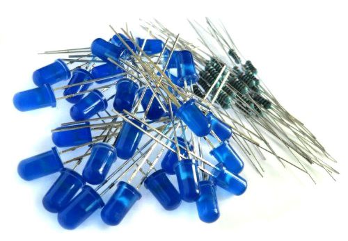 Diffused Blue LED Resistors Included 30-Pieces Pack Electronics Home Improvement