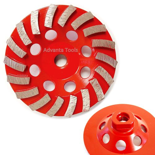 4.5&#034; spiral turbo diamond grinding cup wheel for concrete 18 seg 5/8”-11 threads for sale