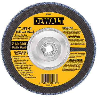 Dewalt accessories - zirconia flap disc, 60-grit, 7 x 5/8-in.-11 for sale